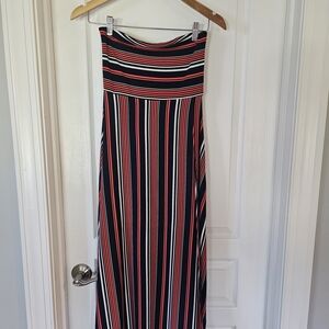 Banana Republic Blue, Red & White Striped Strapless Dress
